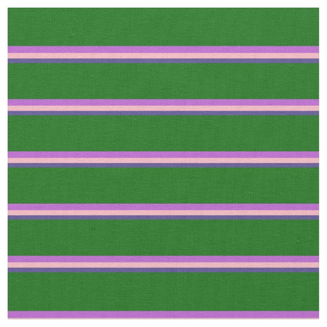 Dark Slate Blue, Light Pink, Orchid & Dark Green Fabric (Close Up)