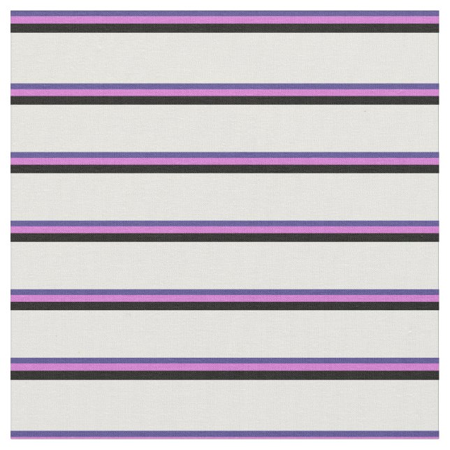 Dark Slate Blue, Orchid, Black & White Lines Fabric (Close Up)