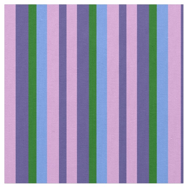Dark Slate Blue, Plum, Cornflower Blue & Green Fabric (Close Up)