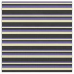 [ Thumbnail: Dark Slate Blue, Tan, and Black Colored Lines Fabric ]