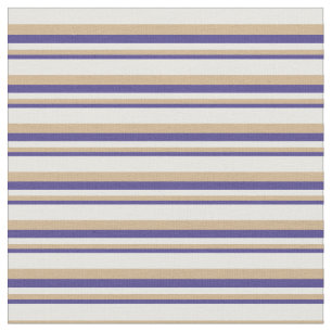 Dark Slate Blue, Tan & White Colored Lines Fabric