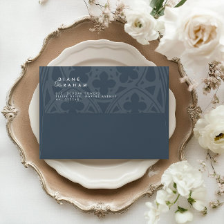 Dark Slate Elegant Classic Gothic Minimal Wedding Envelope