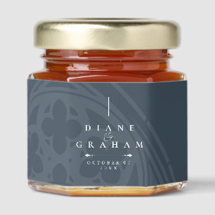Dark Slate Elegant Classic Gothic Minimal Wedding Honey Jar Favors