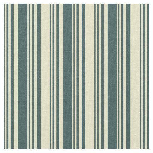 Dark Slate Gray and Pale Goldenrod Stripes Fabric