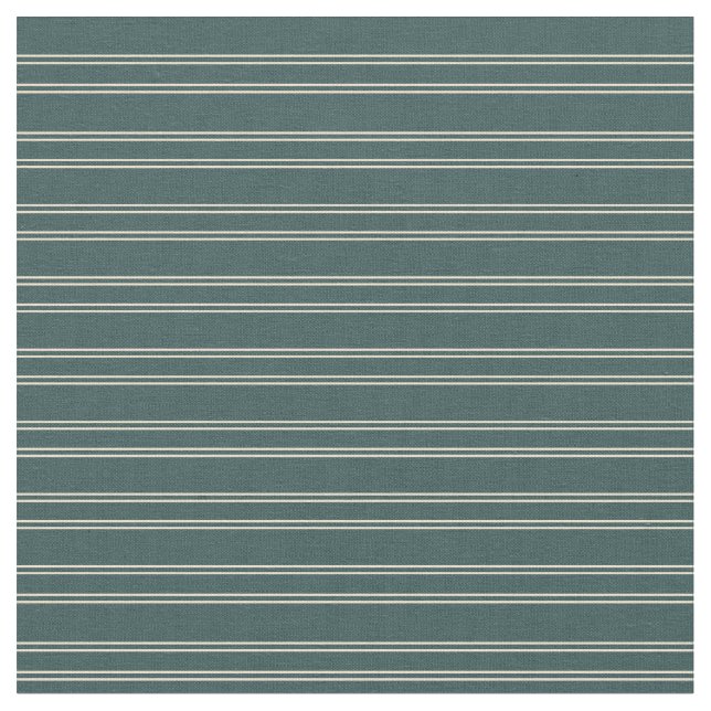 Dark Slate Gray & Beige Pattern of Stripes Fabric (Close Up)