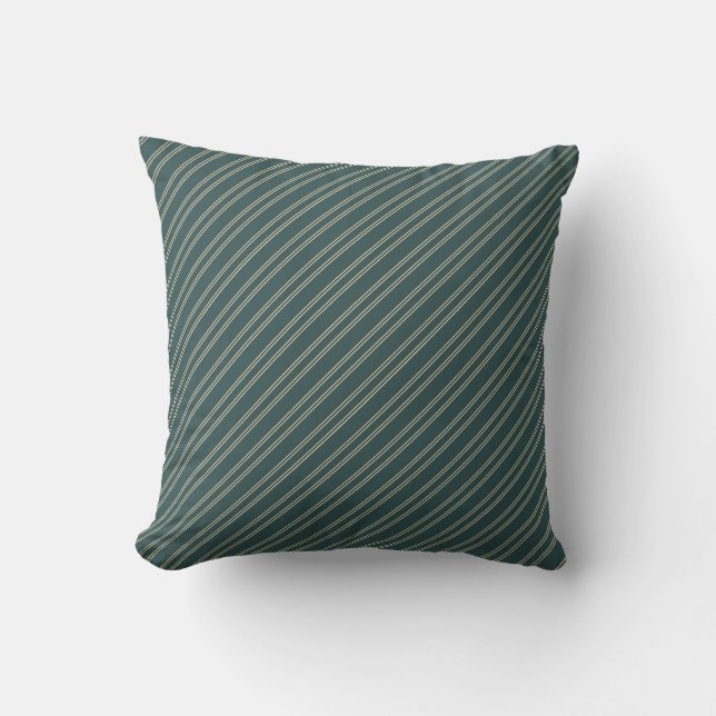 Dark Slate Gray & Beige Pattern of Stripes Pillow (Front)