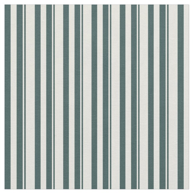Dark Slate Gray & Beige Stripes/Lines Pattern Fabric (Close Up)