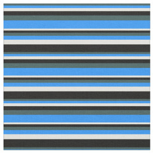 Dark Slate Gray, Blue, Light Yellow, and Black Fabric