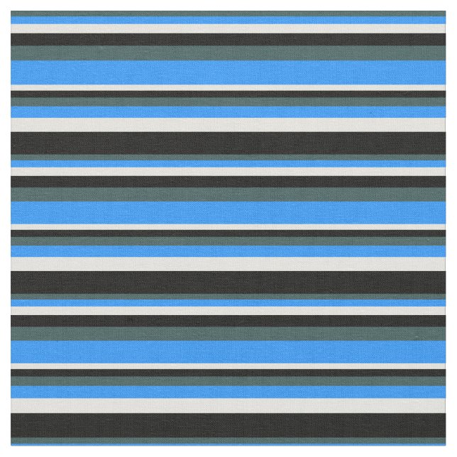 Dark Slate Gray, Blue, Light Yellow, and Black Fabric (Close Up)