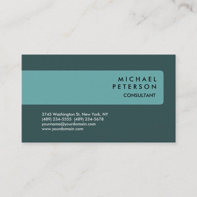 Dark Slate Gray Blue Plain Modern Business Card (Front)