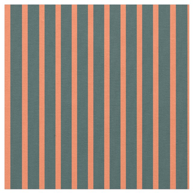 Dark Slate Gray & Coral Stripes/Lines Pattern Fabric (Close Up)
