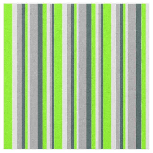 Dark Slate Gray, Dark Gray, Lavender & Chartreuse Fabric (Close Up)