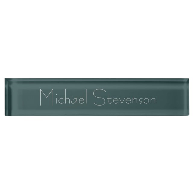 Dark Slate Gray Elegant Modern Business Nameplate (Front)