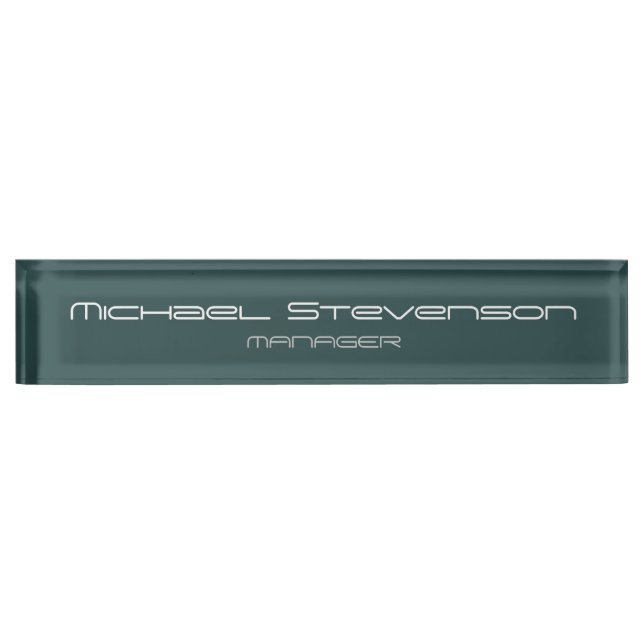 Dark Slate Gray Elegant Modern Desk Nameplate (Front)