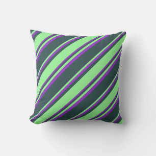 Dark Slate Gray, Green, and Dark Orchid Colored Throw Pillow