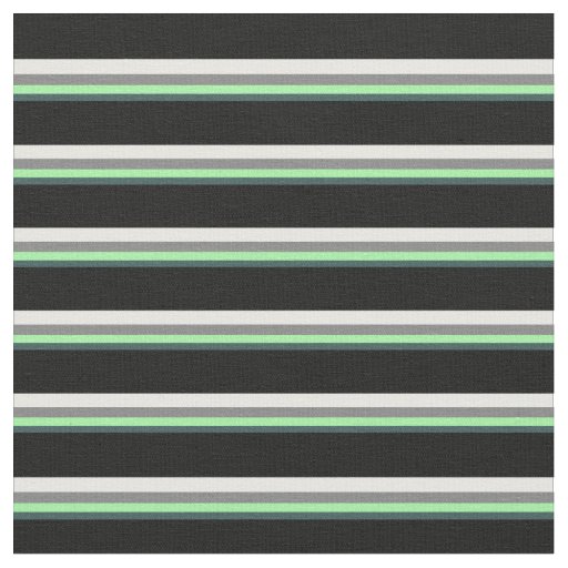 Dark Slate Gray, Green, Gray, White & Black Lines Fabric
