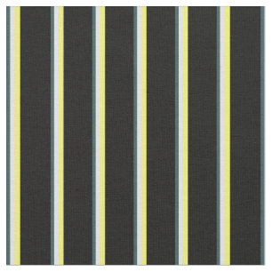 Dark Slate Gray, Lavender, Yellow & Black Stripes Fabric