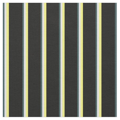 Dark Slate Gray, Lavender, Yellow & Black Stripes Fabric