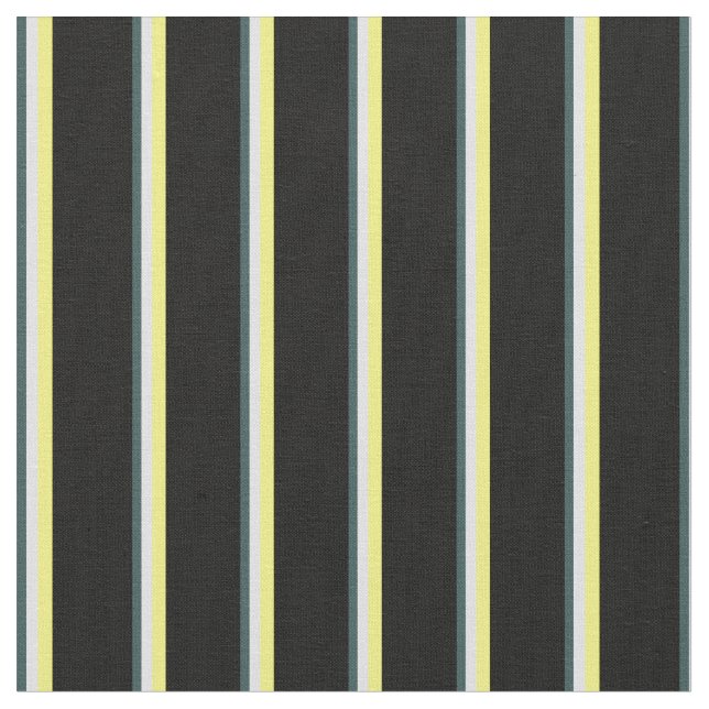 Dark Slate Gray, Lavender, Yellow & Black Stripes Fabric (Close Up)