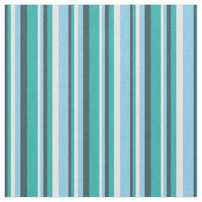 Dark Slate Gray, Light Sea Green, Beige & Sky Blue Fabric (Close Up)