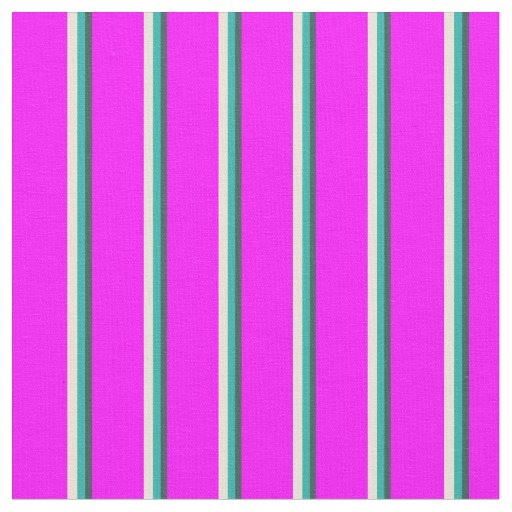 Dark Slate Gray, Light Sea Green, Bisque & Fuchsia Fabric