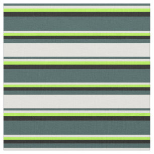 Dark Slate Gray, Light Yellow, Light Green & Black Fabric