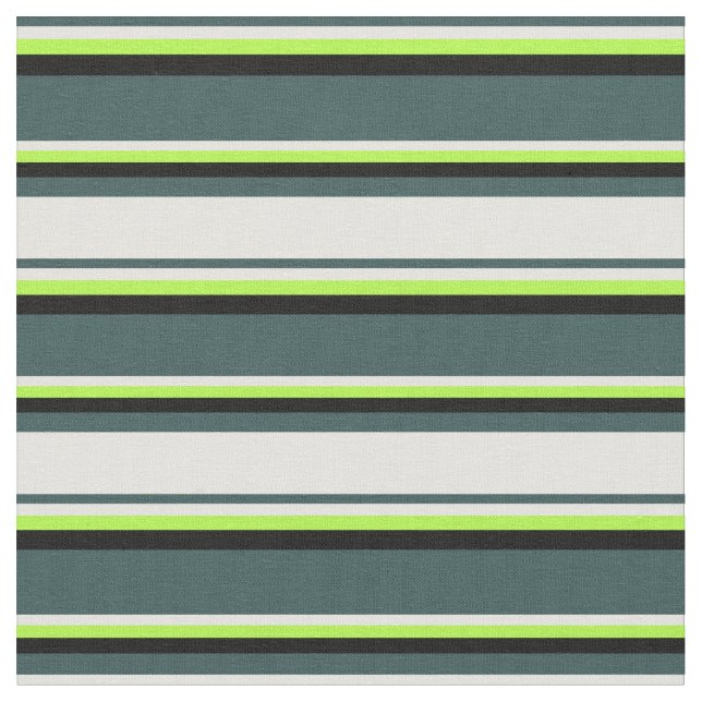 Dark Slate Gray, Light Yellow, Light Green & Black Fabric (Close Up)