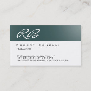 Dark Slate Gray Monogram Business Card