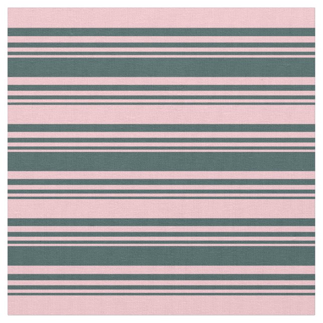 Dark Slate Gray & Pink Lines Pattern Fabric (Close Up)