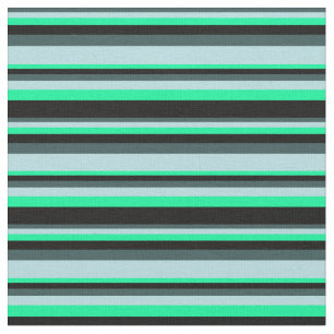 Dark Slate Gray, Powder Blue, Green & Black Lines Fabric