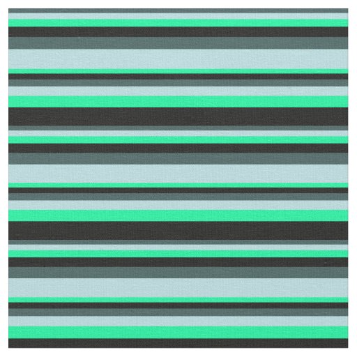 Dark Slate Gray, Powder Blue, Green & Black Lines Fabric