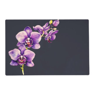 Dark Slate Gray, Purple Orchid Laminated Placemat