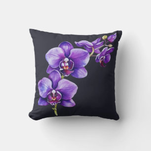 Dark Slate Gray, Purple Orchid Throw Pillow