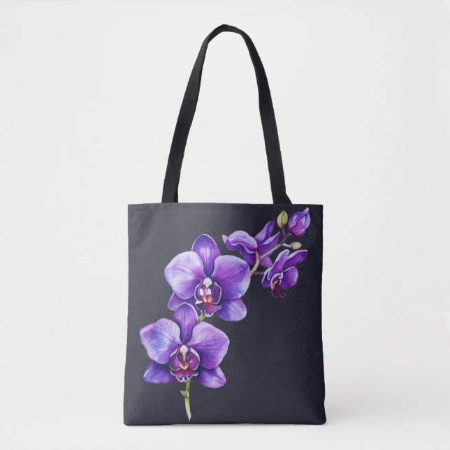Dark Slate Gray, Purple Orchid Tote Bag (Front)