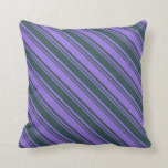 [ Thumbnail: Dark Slate Gray & Purple Pattern of Stripes Pillow ]