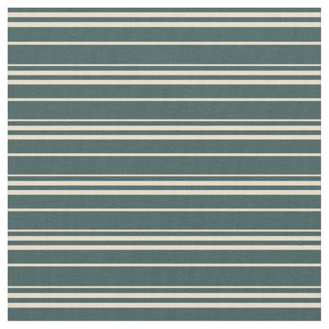 Dark Slate Gray & Tan Lined/Striped Pattern Fabric (Close Up)