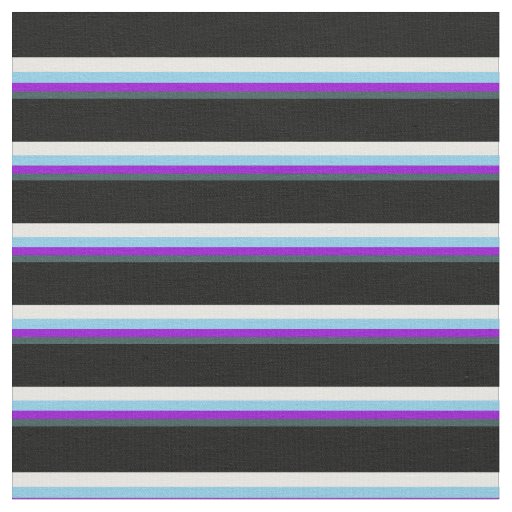 Dark Slate Gray, Violet, Sky Blue, White & Black Fabric