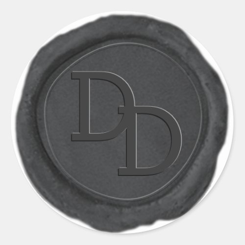 Dark Slate Gray Wax Seal Monogram Wedding Sticker