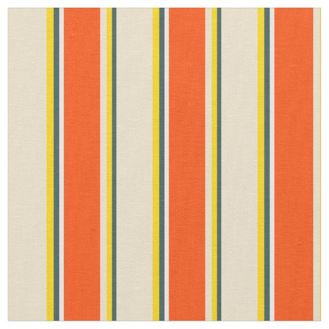 Dark Slate Gray, Yellow, Tan, Red, and White Fabric (Close Up)
