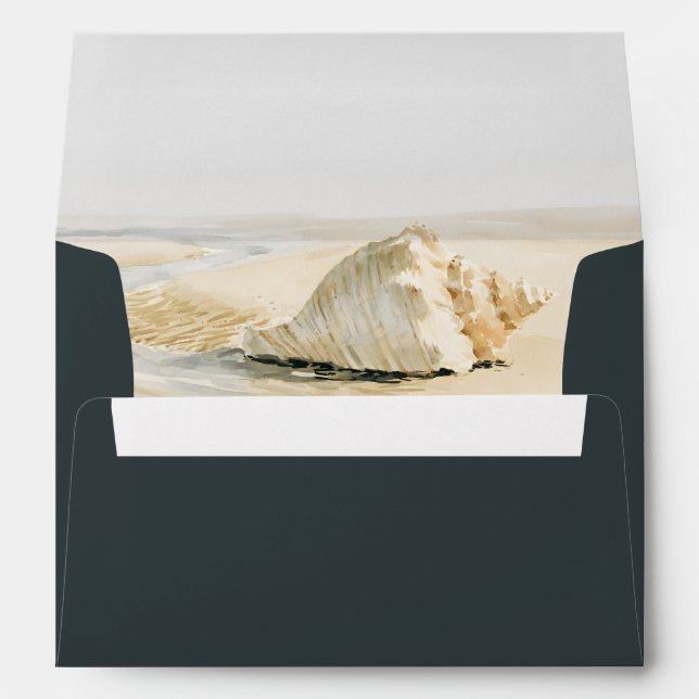 Dark Slate Green Script Return Address Wedding Envelope (Back (Bottom))