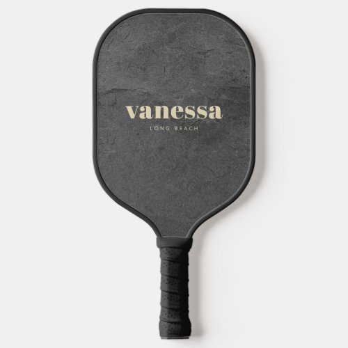 Dark Slate Stone Minimal Modern Classic Name Pickleball Paddle
