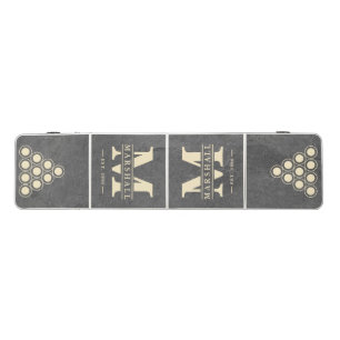 Dark Slate Stone Monogram & Name Overlay Beer Pong Table