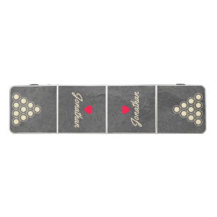 Dark Slate Stone Vintage Heart Signature Beer Pong Table