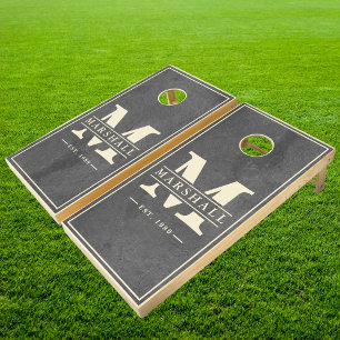 Dark Slate Stone with Name & Initial Cornhole Set