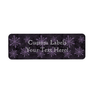 Dark Snowflake Pattern Purple Custom Label