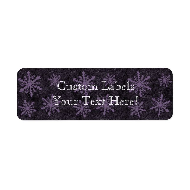Dark Snowflake Pattern Purple Custom Label (Front)