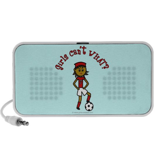 Dark Soccer Girl in Red Uniform Speaker