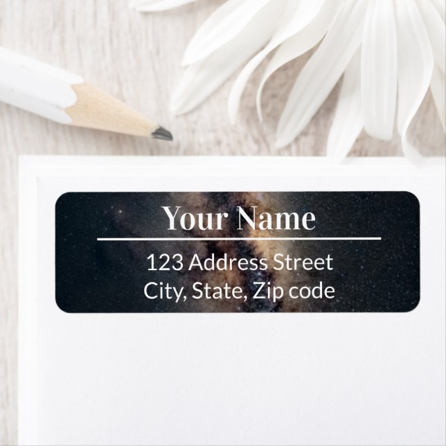 Dark Space Galaxy Background Name Mail Address Label (Insitu)