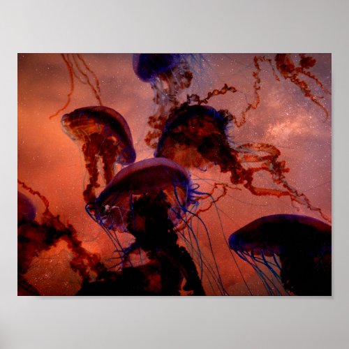 Dark Space Jellyfish Poster Nature
