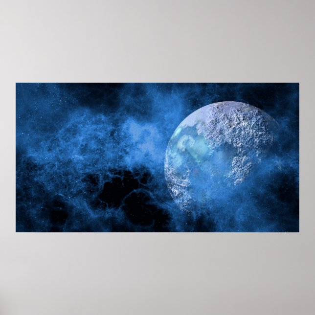Dark Space Moon Planet Poster (Front)